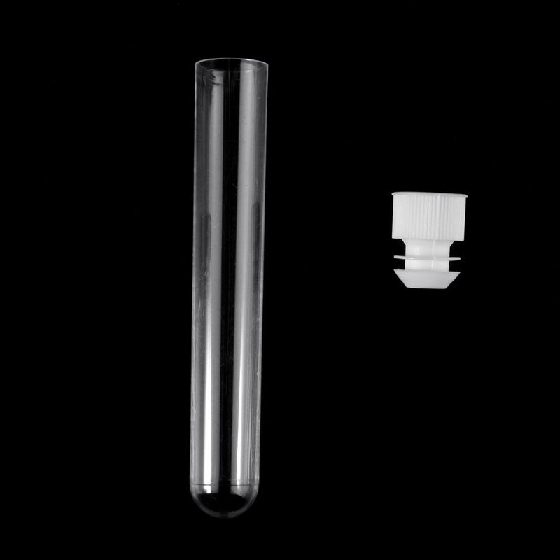 10Stck Kunststoff Prüfung Rohre Labor Prüfung Werkzeug Mit Schraube Kappe transparent 16x100mm