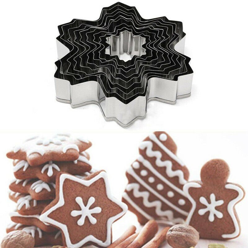9 stuks kerst sneeuwvlok koekjesvorm taartdecoratie bakvorm mal gereedschap fondant klei aardewerk vorm uitstekers