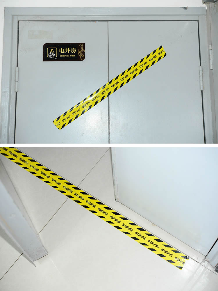 1/Roll 48mmx25m Warning Tapes Yellow Black Caution Keep Out Sign Barrier Safety Reminder Sticker For Warehouse Factory School