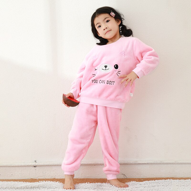 Kinderkleding pak jongens meisjes herfst winter flanellen pyjama voor kinderen meisje cartoon nachtkleding pak meisjes koraal fleece kleding: N94603-2 / 4t