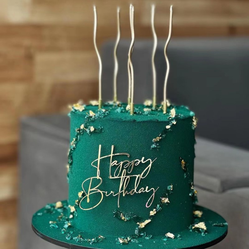 Ins novo feliz aniversário bolo toppers para o bebê crianças adulto festa de aniversário decoração do bolo ouro prata acrílico diy ferramentas de cozimento do bolo