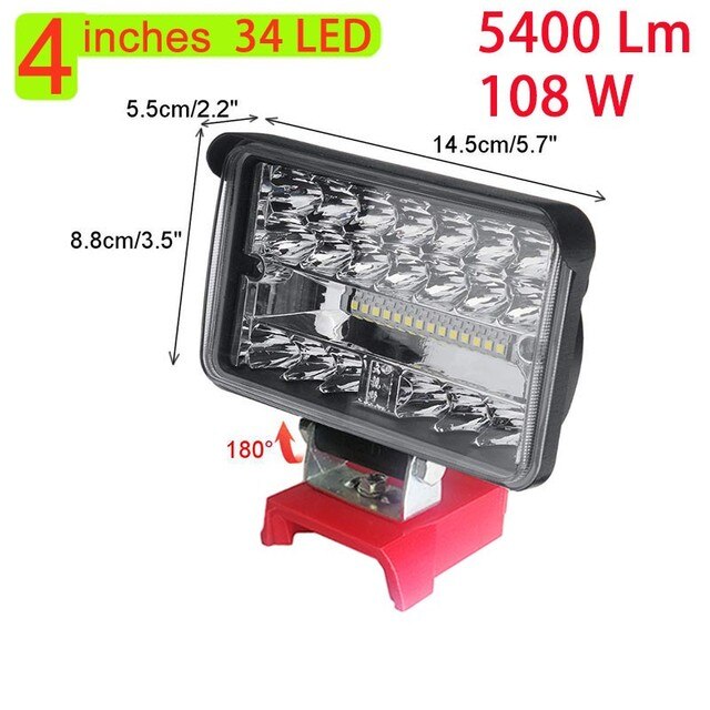 Wireless LED Work Light For Milwaukee M18 18V Battery With USB Low Voltage Protection 110 Degree Swivel Head For Outdoor Camping: C 3