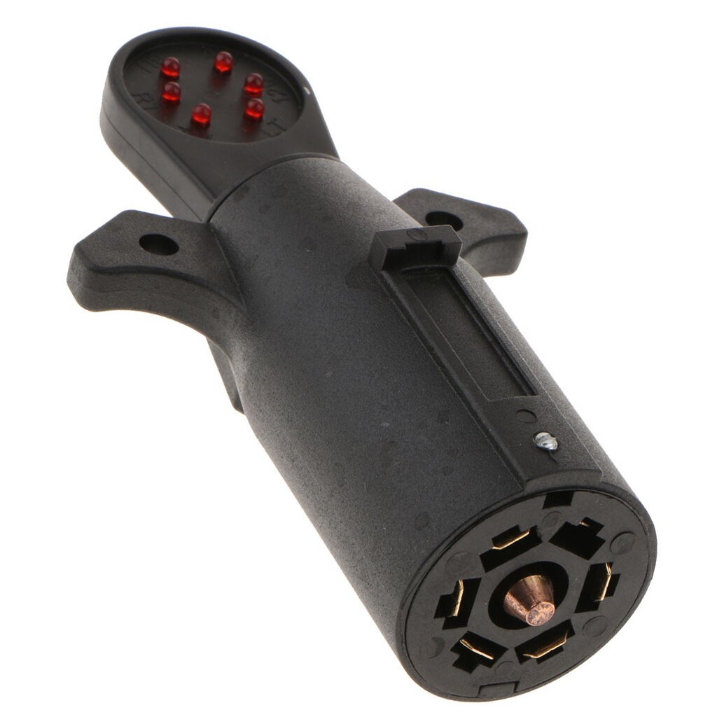 7-Way Trailer Light Wiring Circuit Tester Round Adapter Pin Plug RV