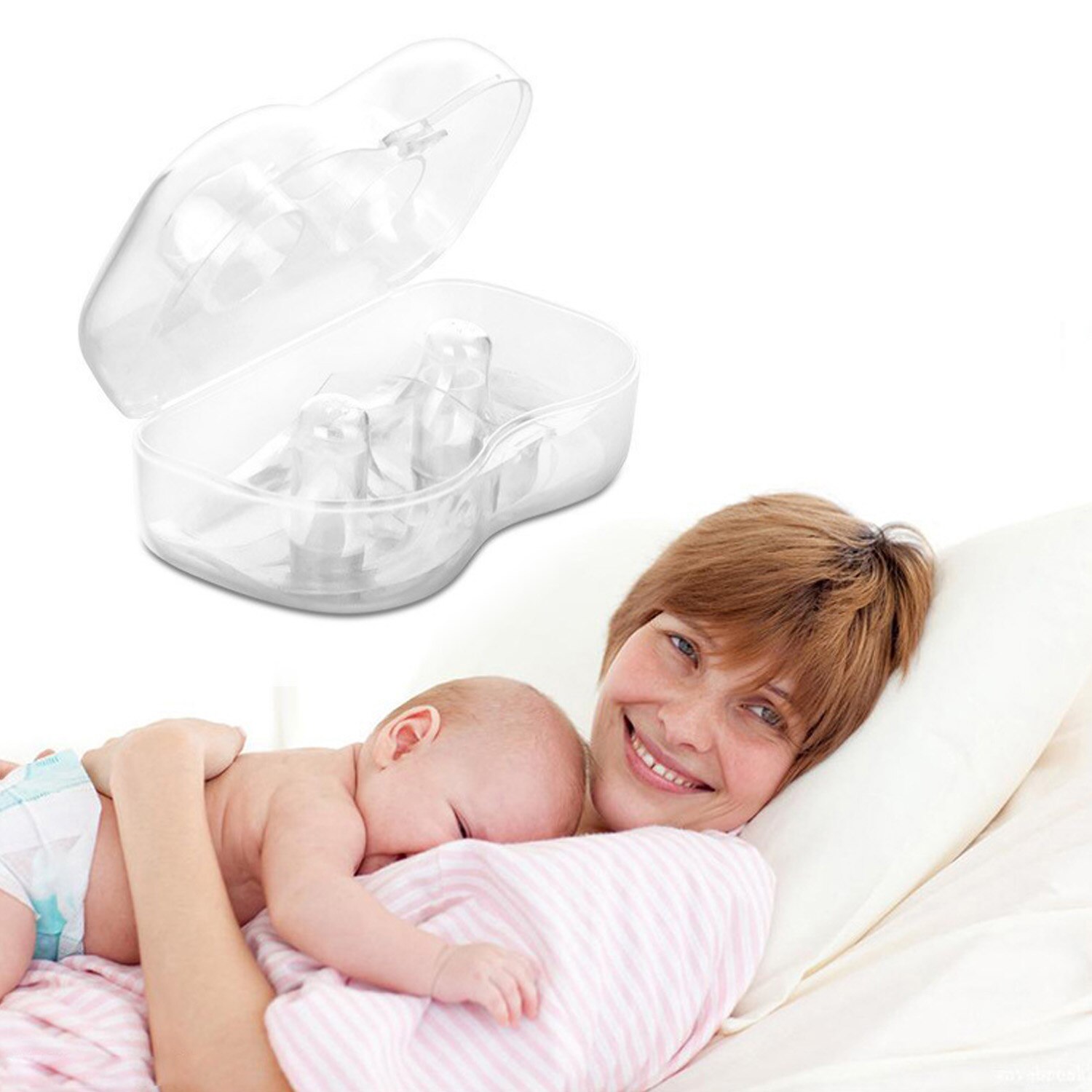 1 par de silicone em forma de semicírculo mamilo de amamentação protetores de enfermagem protetores capas de proteção com caixa de armazenamento para mulher
