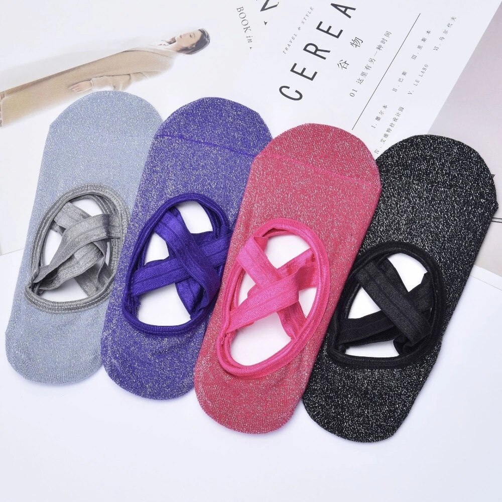 Neue Frauen Professionelle Yoga Socken Baumwolle Backless Anti Slip Atmungsaktive Dance Ballett Pilates Damen Sport Hausschuhe