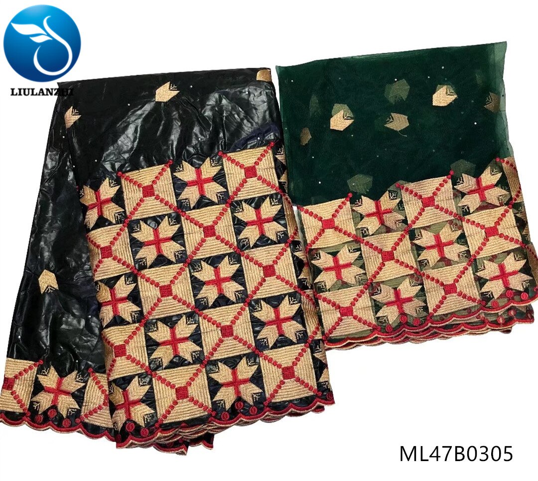 Liulanzhi Bazin Veters Stof Afrikaanse Kant Stof Bazin Riche Getzner Stof Jurk Voor Vrouwen 7Yards/lot ML47B03: ML47B0305
