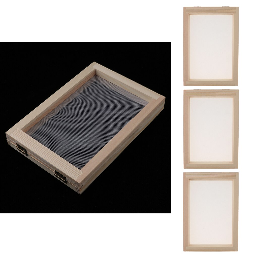 3x 2 in 1 Wood Rectangular Frame with Mesh for Paper Recycling Paper Making