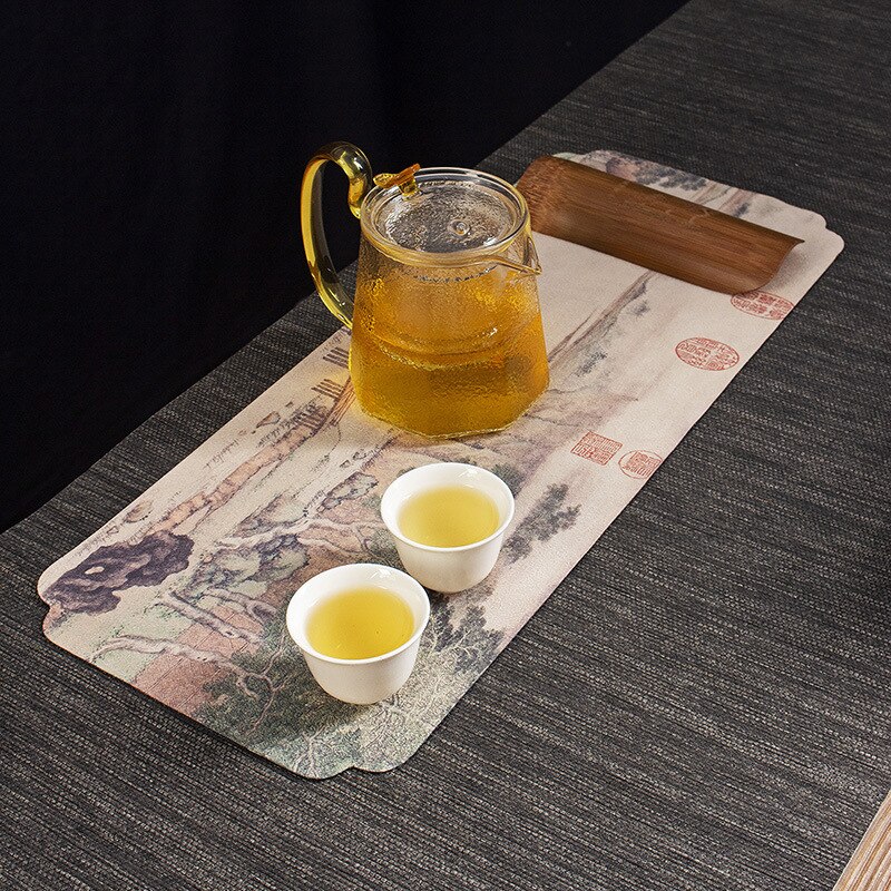 Torchon peint, torchon à thé, nappe de table, tapis de thé absorbant, théière, pièces de rechange pour cérémonie du thé Zen