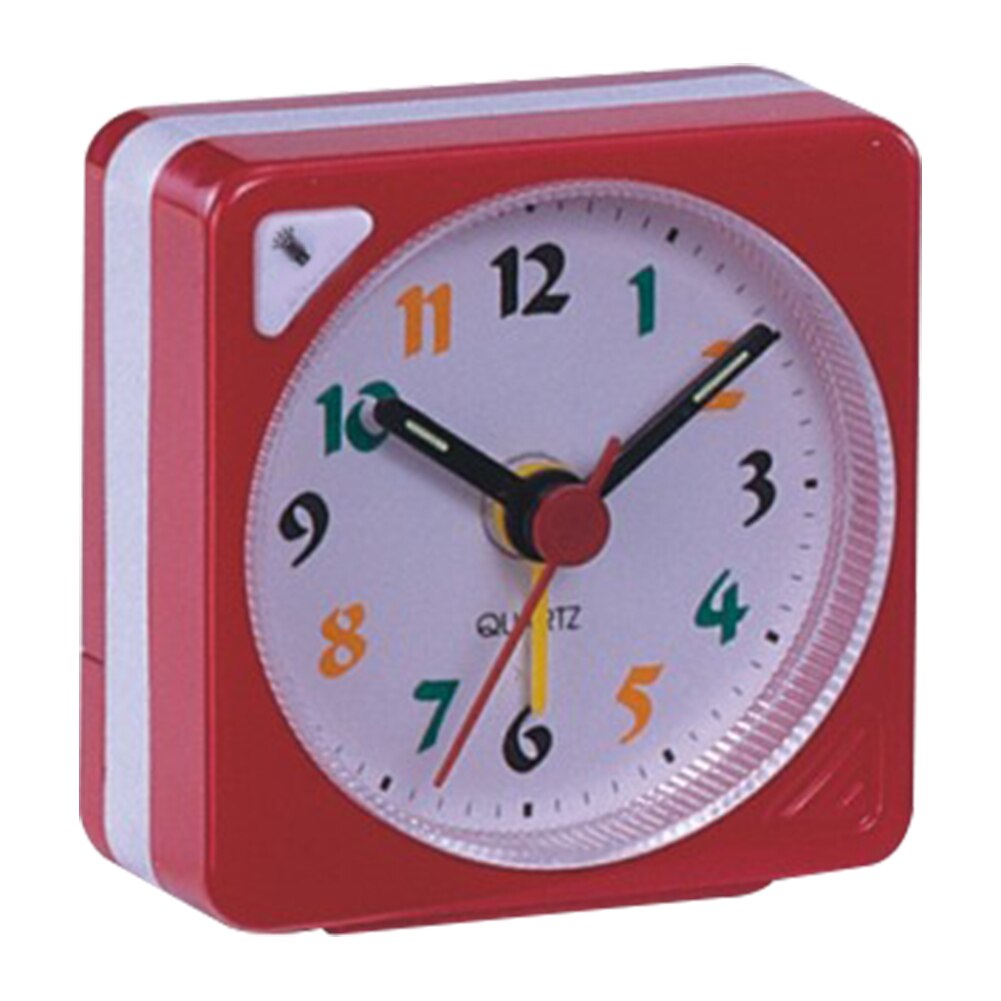 Portable Nightlight Alarm Clock Compact Durable Mini Plastic Analog Non Ticking Battery Operated Luminous Quartz Snooze: Red