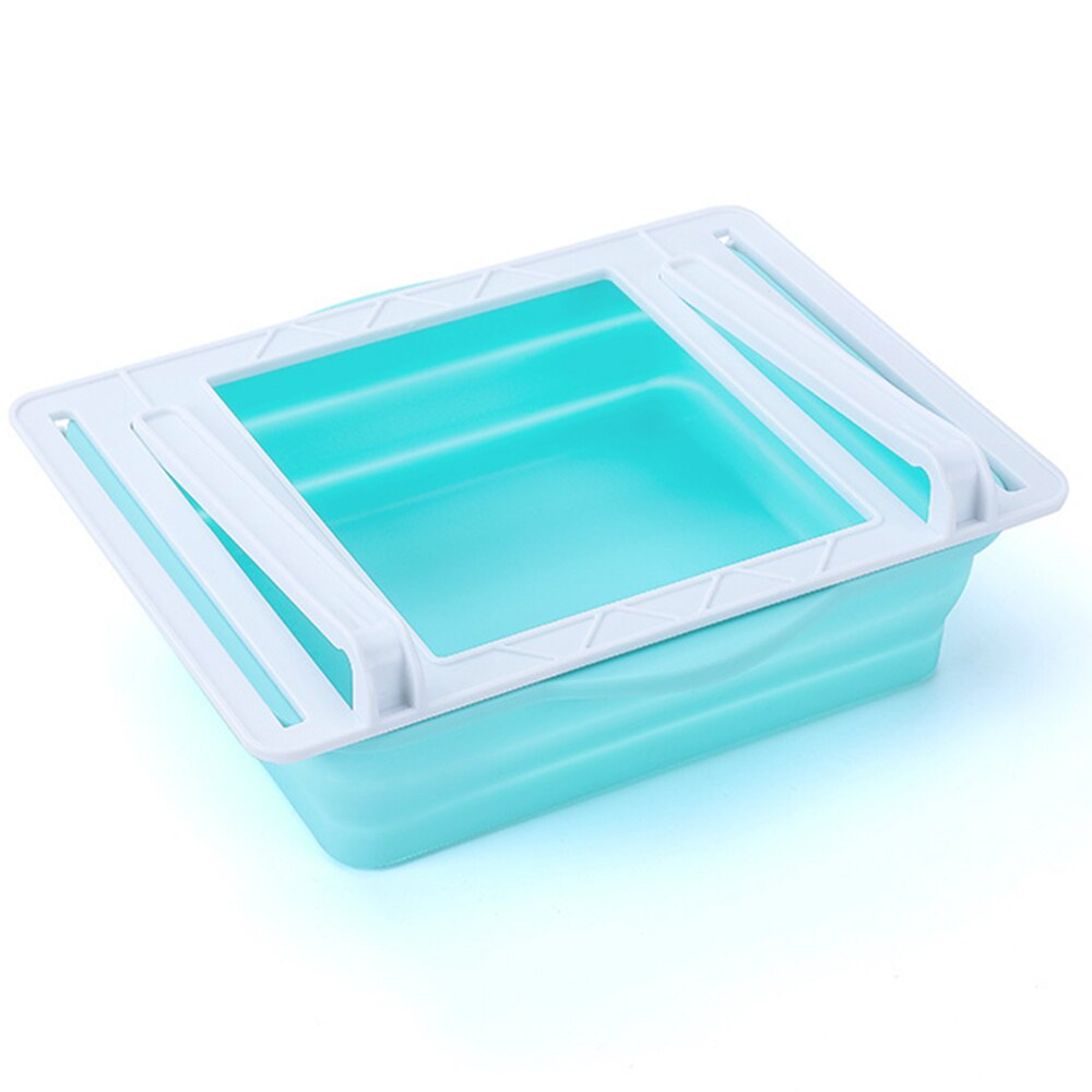 Mutfak meyve yumurta organizatör depolama raf çekmece kutusu katlanır asılı saklama kutusu buzdolabı dondurucu raf tutucu Space Saver: Blue