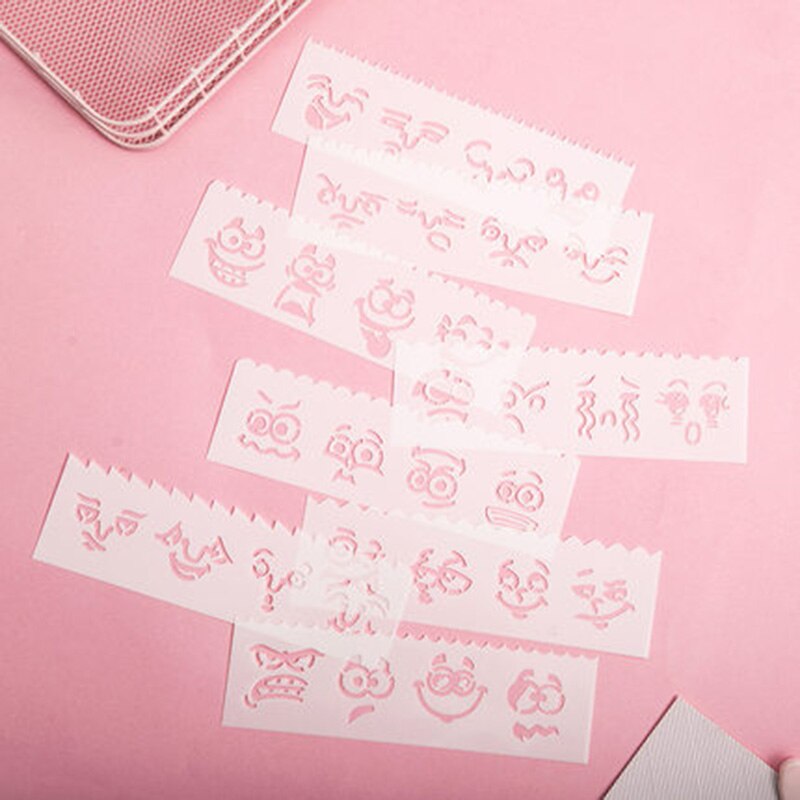 8pcs/1Set Hand Drawing Scrapbook Stencil Tools Self Adhesive Pattern Stencil DIY Plastic Photo Albums Scrapbook Stencil Patterns: Expression