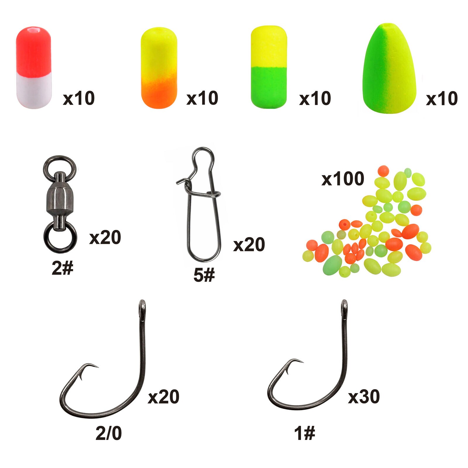 230pcs Pompano Rig Making Kit Surf Fishing Rig Float Bottom Rig Parts Snell Hook For Saltwater Fishiing Surf Fishing