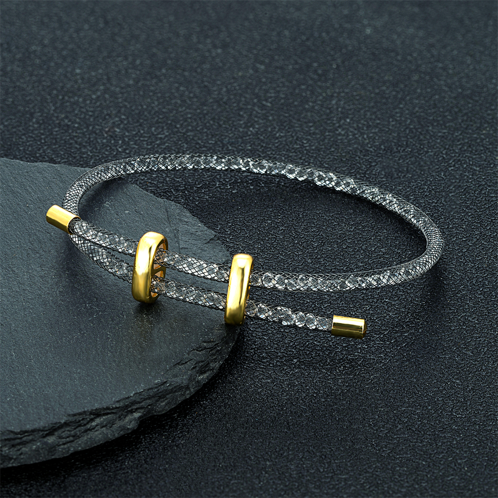 Mode Mesh Armband Mannen Vrouwen Charm Minimalistische Crystal Bangle Rvs Verstelbare Sieraden Creatieve Paar