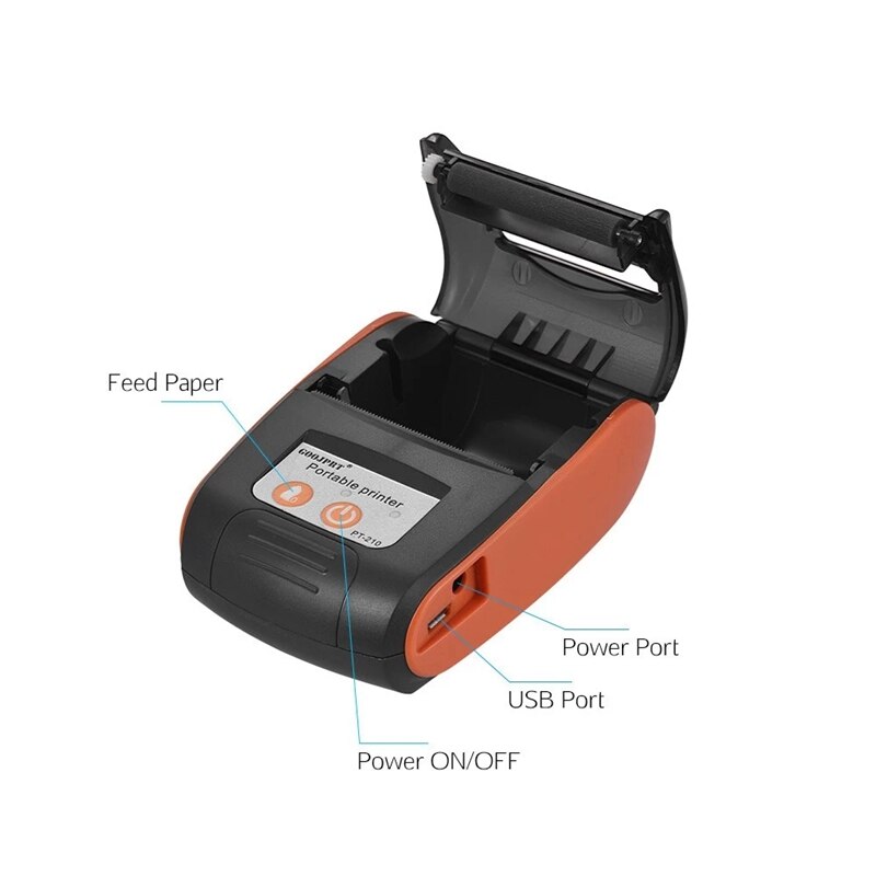 GOOJPRT PT-210 Tragbare Thermische Drucker Handheld 58mm Empfang Drucker für Einzelhandel Geschäfte Gaststätten Fabriken Logistik UNS Stecker