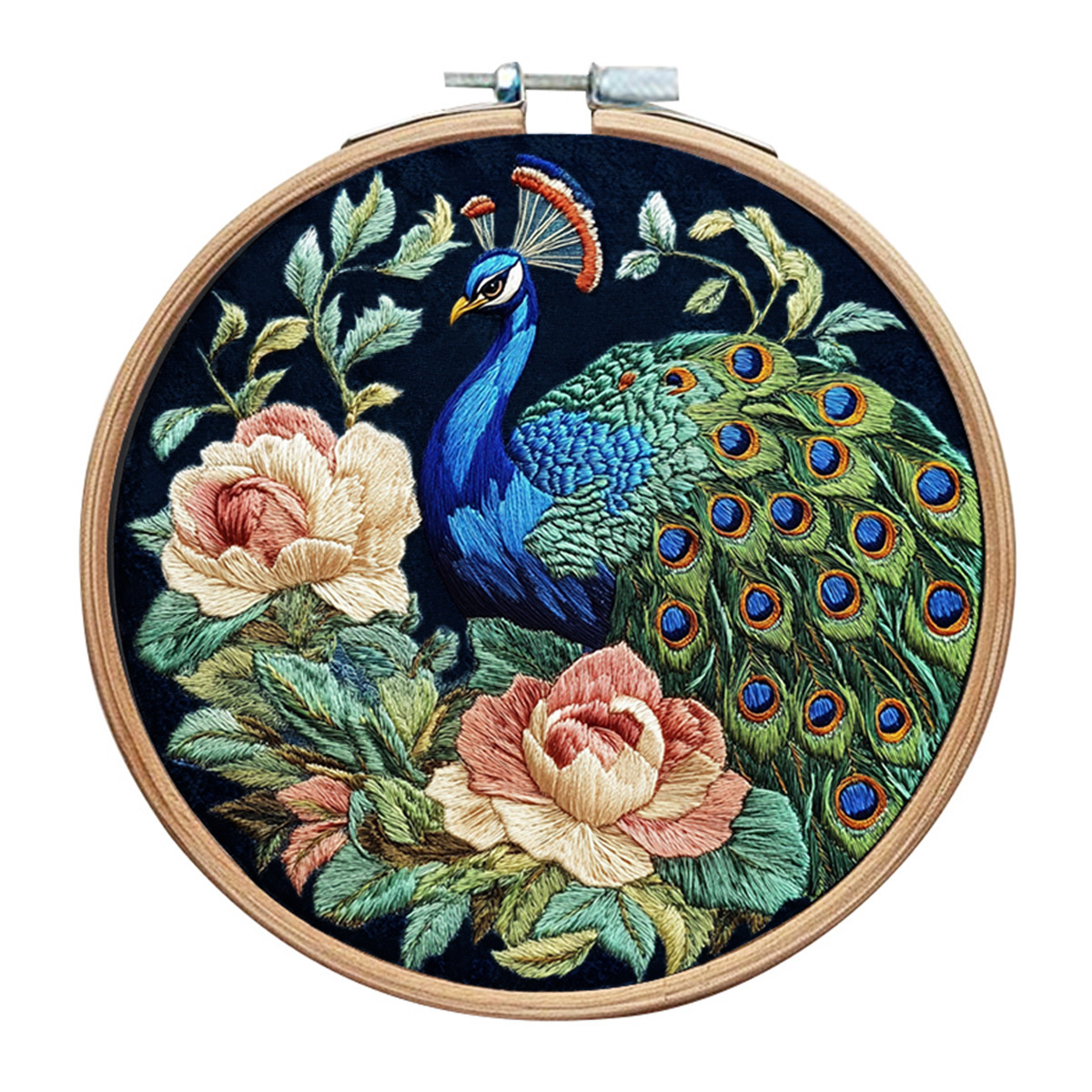 Beautiful Peacock Embroidery Kit DIY Simple English for Women to Learn Handicrafts Home Decoration: 20*30cm / Red