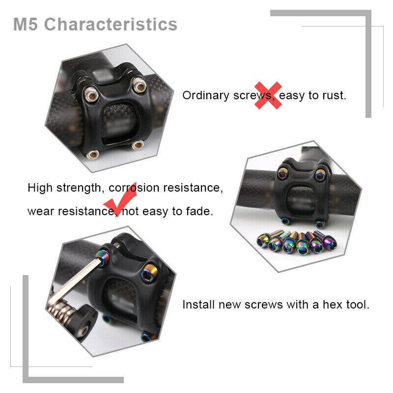 Krsec M6/M5 Stuurpen Bouten Titanium Kleur Mtb Fiets Stuurpen Schroeven Rvs Vaste Bout Stuurpen Schroef fietsen Onderdelen