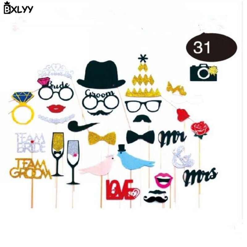 Bxlyy år dekorationer handhållna papper selfie foto rekvisita bröllop dekoration födelsedagsfest tillbehör jul  .8
