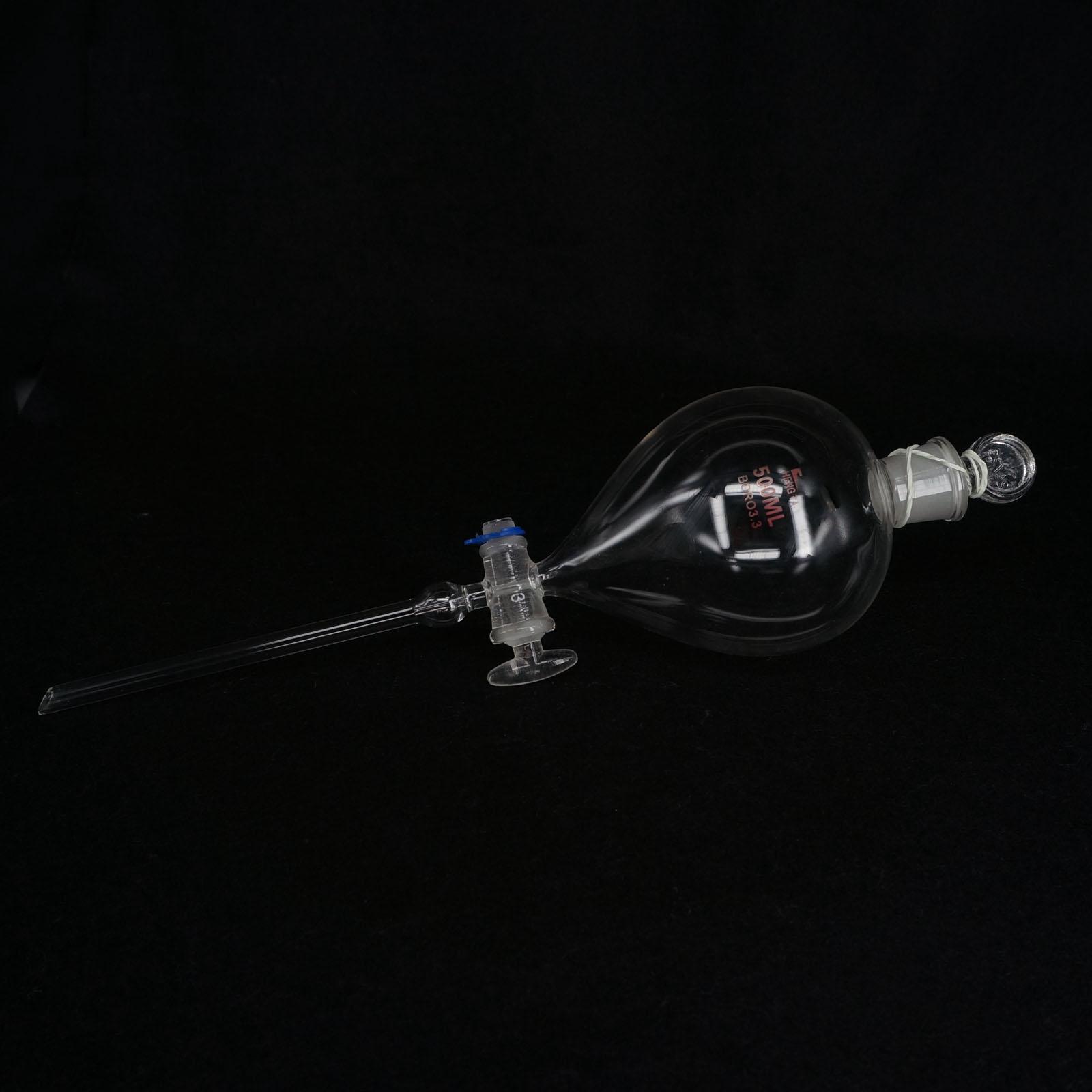 500ml Lab Glass Dropping Funnel Ball Shape With Glass Stopcock Metering Tool