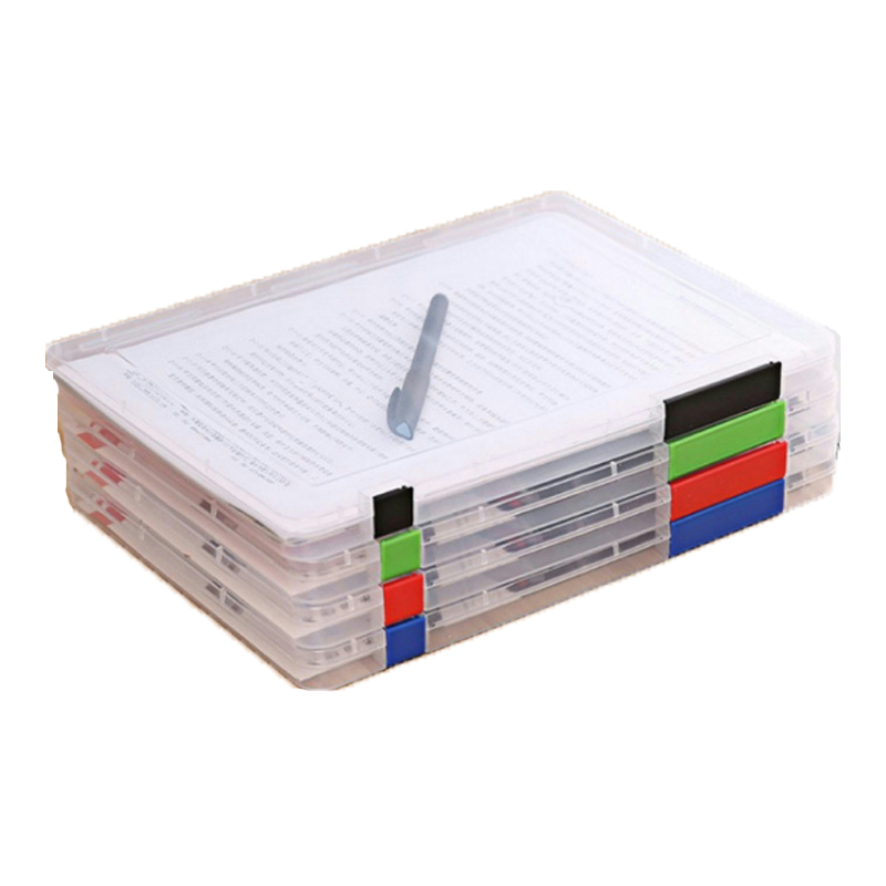 1PC Portable Waterproof File Box Student Folder Plastic Induction box A4 Sorting And sorting Transparent file Storage Box Office