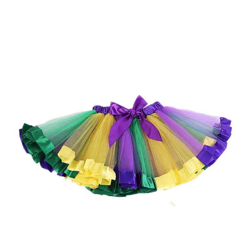 Multicolor 2 pezzi 4 colori spettacoli Pettiskirts danze vestito da ragazza gonna Tutu gonna principessa ghirlanda per bambini: 2-Purple Yellow
