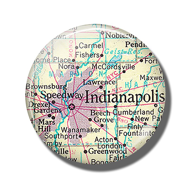 Ohio Melbourne Williamsburg Ecuador Los Angeles Indianapolis Cape Cod Philadelphia Florence Map Souvenir Fridge Magnets Stickers: Indianapolis