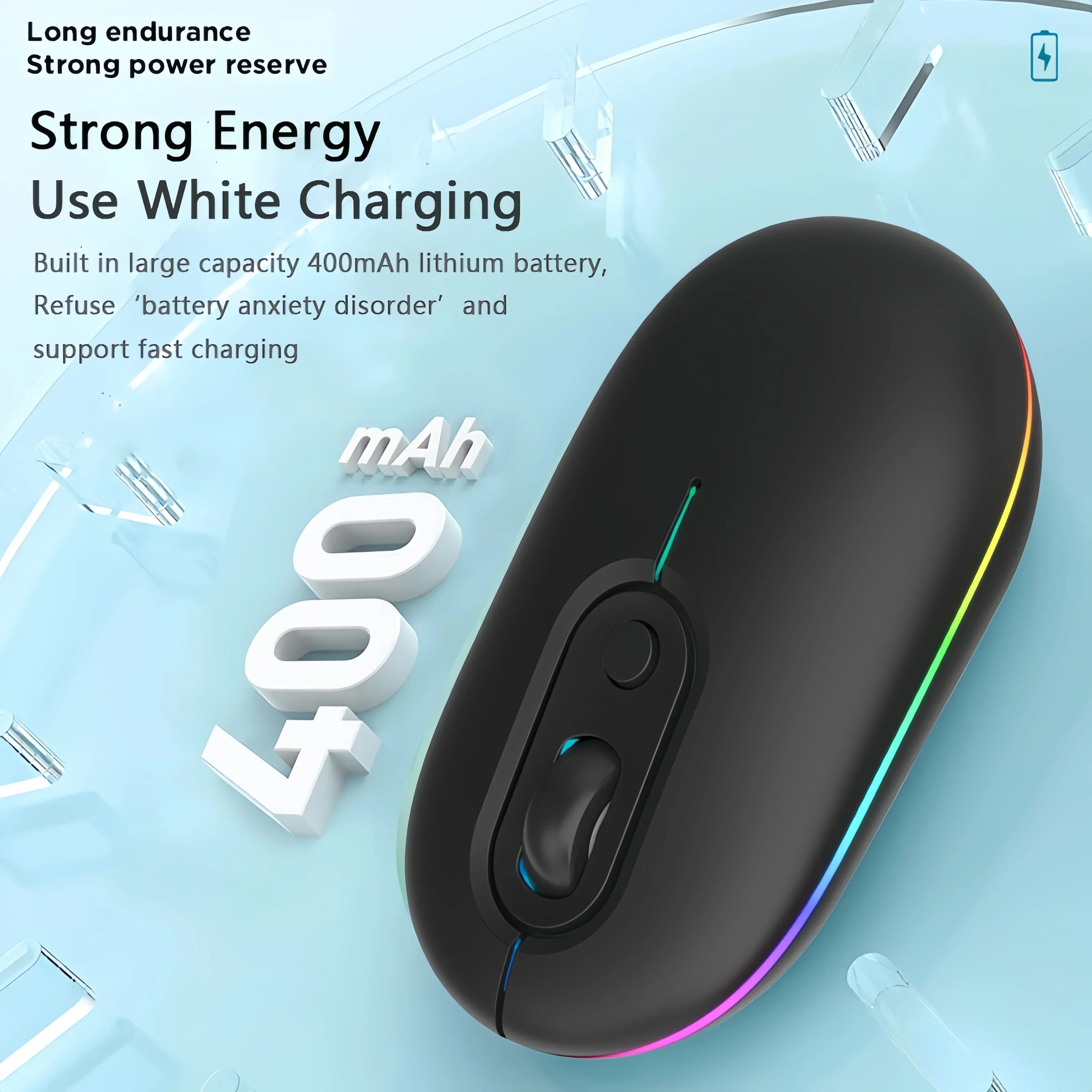 Wireless Mouse Bluetooth 5.2 5.0 2.4G Rechargeable RGB Mouse 1600 DPI Charging Gaming Mouse For MacBook iPad Tablet Laptop