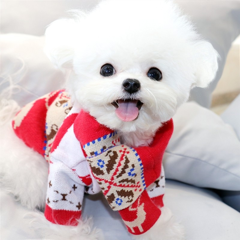 Kerst Winter Hond Kleding Elanden Warme Trui Sturen Sjaal Cartoon Hond Kleding Voor Kleine En Middelgrote Huisdieren Shirt Yorkshire Chihuahua