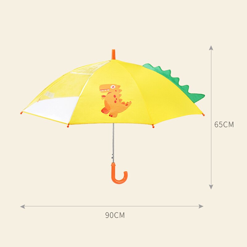 YADA-paraguas semiautomático para niños, sombrilla plegable transparente con patrón de dinosaurio encantador, para lluvia, ,
