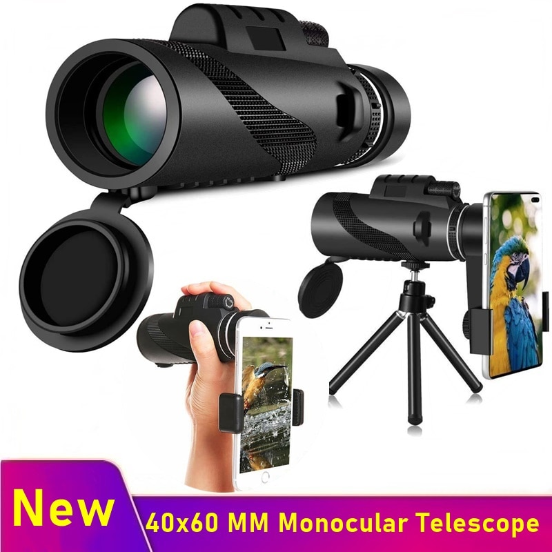 Tongdaytech-telescopio Monocular de 40x60 MM, Lente teleobjetivo con Zoom para cámara de teléfono móvil, con trípode, para Iphone, Samsung, Xiaomi, Lente para Smartphone