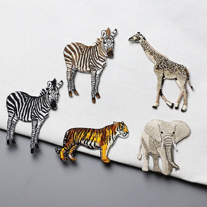 Tijger Olifant Giraffe Dier Borduurwerk Patches Voor Kleding Decoratie 3D Diy Zebra Kleding Accessoires Strijken