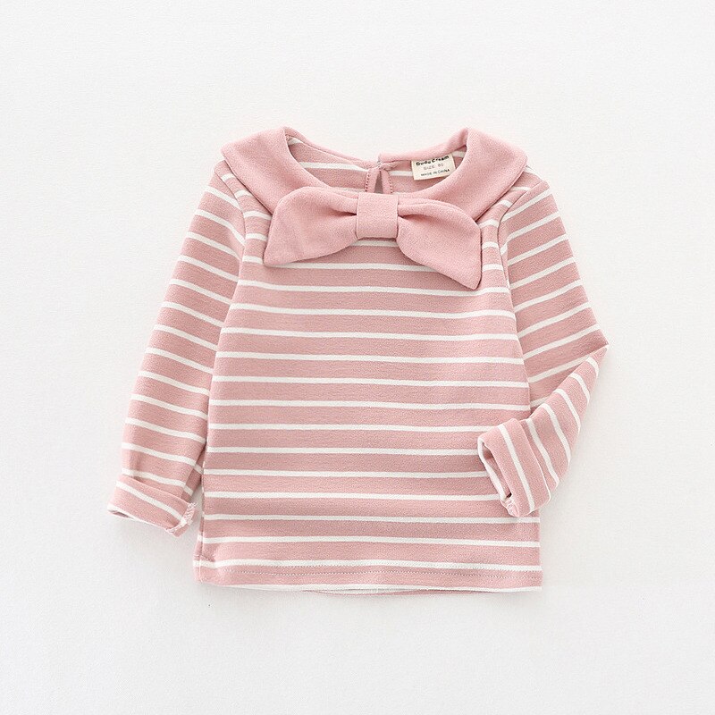 Gestreepte baby t-shirt mode katoen baby meisjes tops tee shirts lente herfst kinderkleding herfst kostuums meisje t-shirt: Roze / 24M