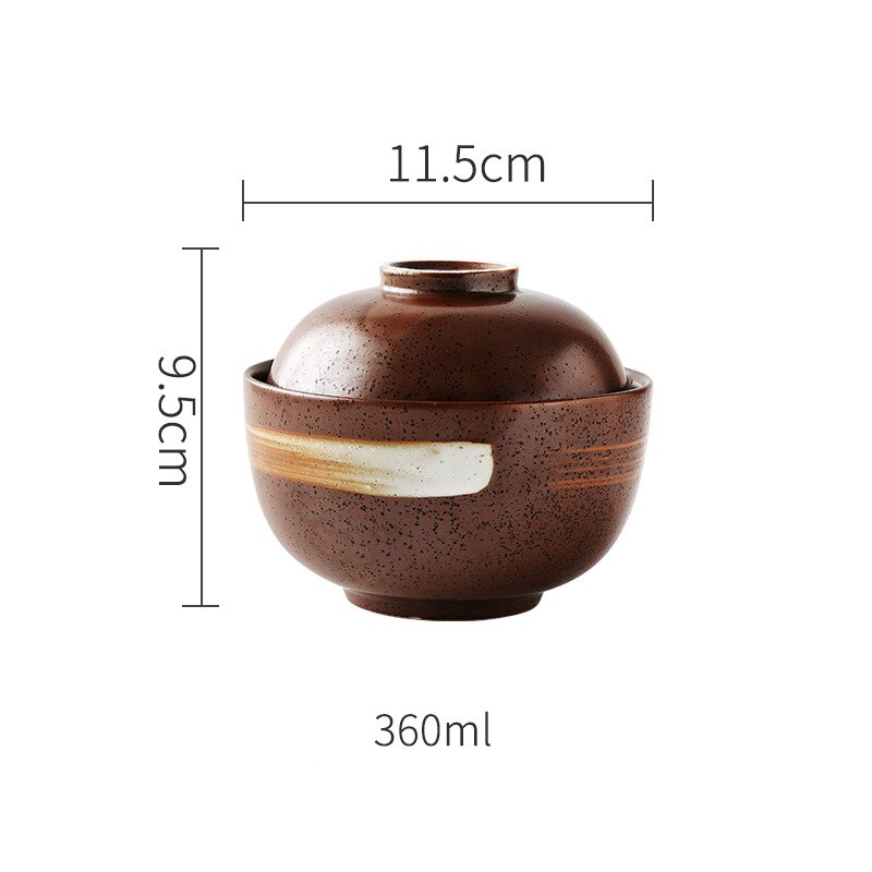 4.5-Inch/6.5-Inch Keramische Deksel Geglazuurd Kleurrijke Soepkom Japanse Keramische Rijstkom Stoofpot Soep Soep kom: 4.5inch Tureen D