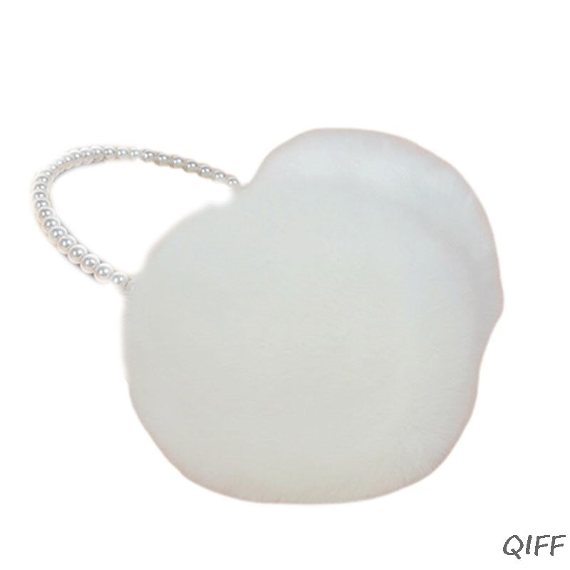 Women Girls Winter Fluffy Plush Earmuffs Imitation Pearl Beaded Headband Thicken Ear Warmer Princess Kids Party Styling Headwear: W