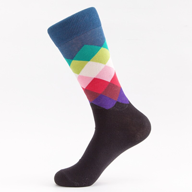 European Men's Socks Classic Colorful Sox Man Cotton Crew Casual Sport Socks Stripe and Cell Socks 1 Pair Socks Large Size Sox: C11