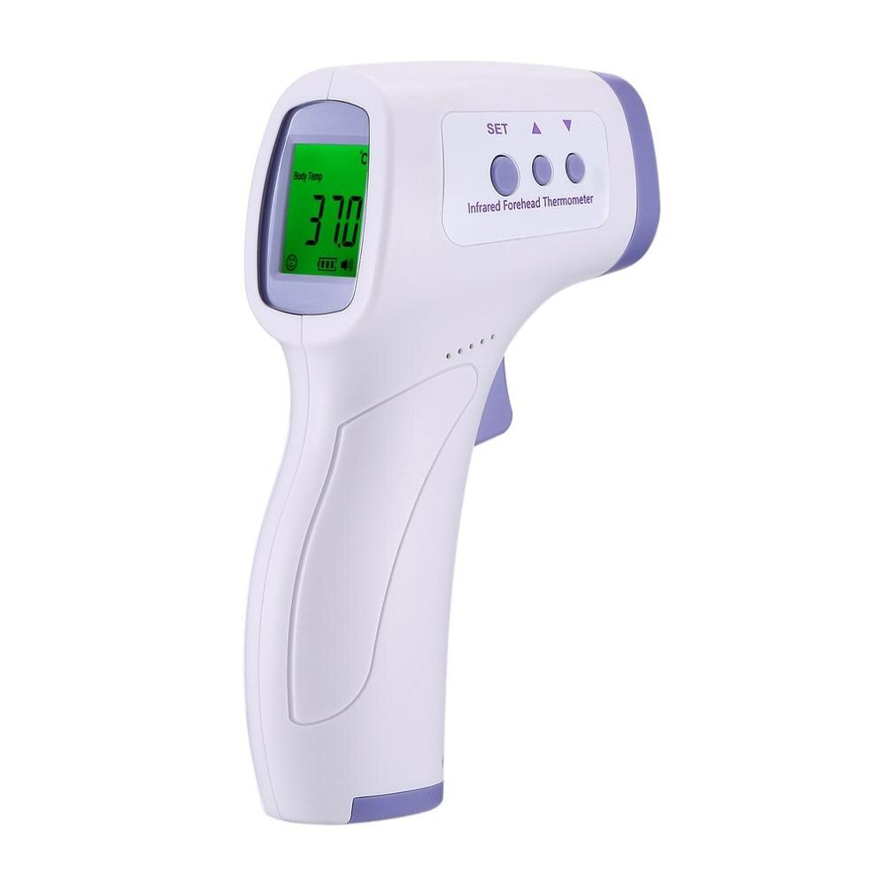 Infrarødt termometer pande digital termometer til børn voksne indendørs berøringsfri termometer feber øre kropstermometer: Lilla