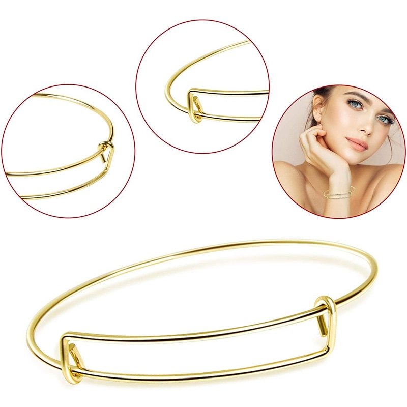 60Pcs Expandable Bangle Bracelets Adjustable Wire Blank Women Bracelets Women