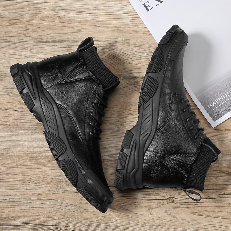 High-top plus cashmere men's shoes leather shoes outdoor men's sports shoes comfortable and warm men's casual shoes