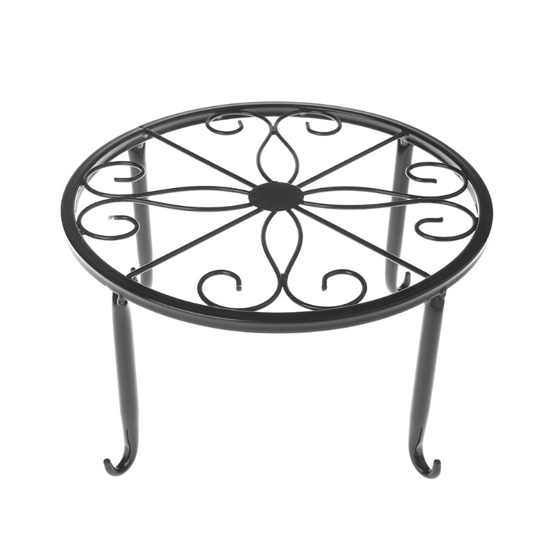 Metal Plant Pot Stand Flowerpot Base Holder Rack Round Indoor Outdoor Home Decor: Black
