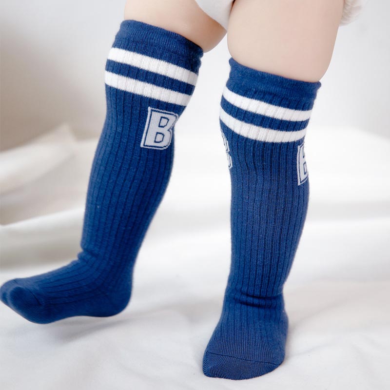 Meias listradas para bebês, meias listradas de algodão para outono e inverno, para recém-nascidos: blue
