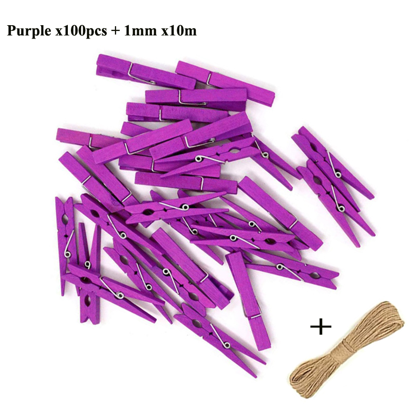 25/30mm Natuurlijke Houten Gekleurde Foto Mini Clips Memo Papier Peg Wasknijper DIY Briefpapier Kerst Bruiloft Home decor: Blauw