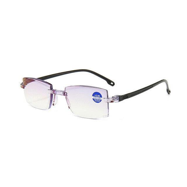 Leesbril Dames Ultra Licht Randloze Leesbril Anti-Blauw Licht Anti-vermoeidheid Computer Oogbescherming + 50 Tot + 400: +400 / Black