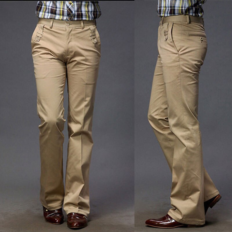 Men's Auturm Boot Cut Jeans Male Mid Waist Business Bell Bottom Denim Pants Flares Trousers Size 27-36 38