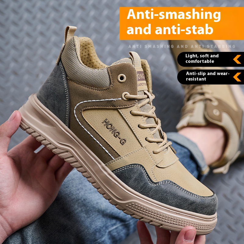 Rutschfeste Arbeits-Wandererstiefel, pannensicherer Stahlkappen-Schutz, Sicherheitsschuhe, unzerstörbare Sicherheitsschuhe, Anti-zerschlagen-Stiefel für Herren
