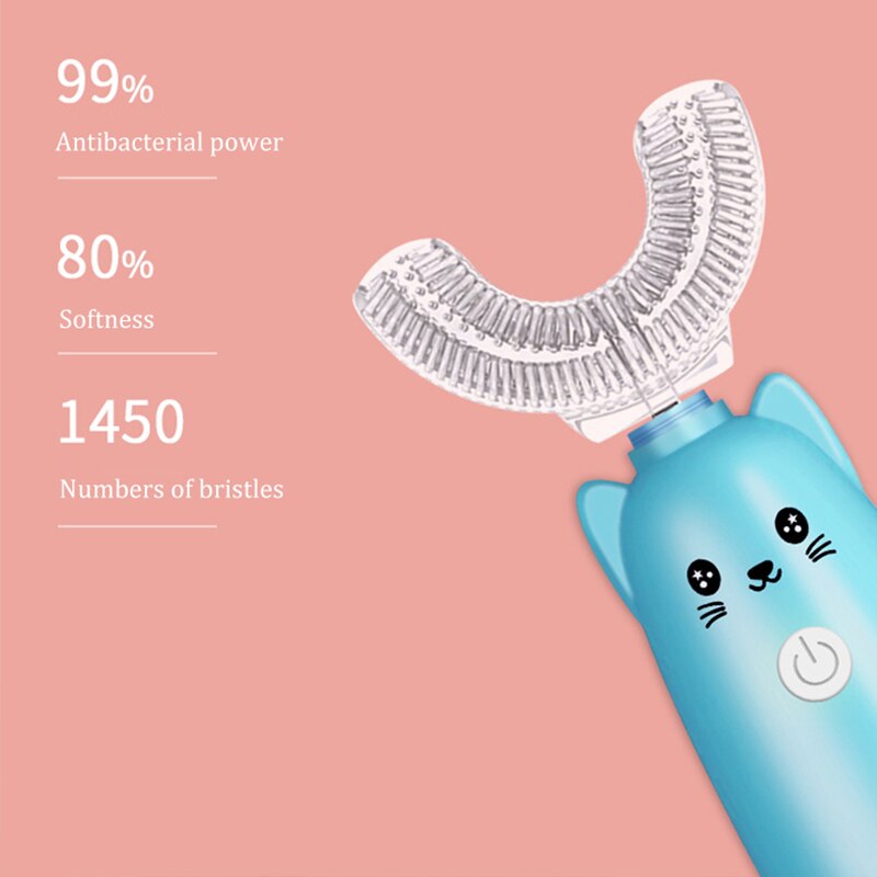 Kinderen Tandenborstel U-vorm Elektrische Tandenborstel 360 Graden Reinigen Kids Silicone Automatische Ultrasone Tanden Tandenborstel