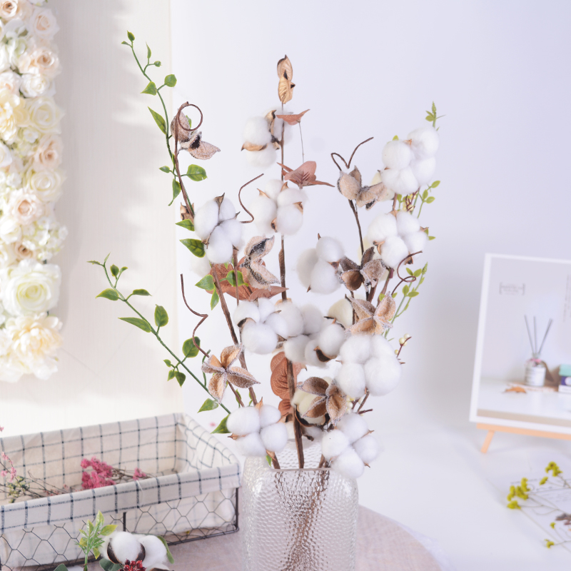 Branche de fleur artificielle en coton naturel, 1 pièce, pour décoration de mariage, noël, couronne faite à la main, fleur de Kapok, fournitures de décoration pour la maison