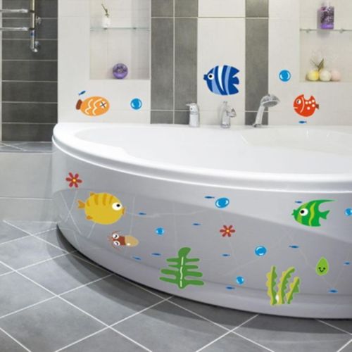 Universal Bathtub Anti-slip Fish Stickers Kid Shower Safety Stickers Cute Cartoon Wall Stickers Bathroom Decoration
