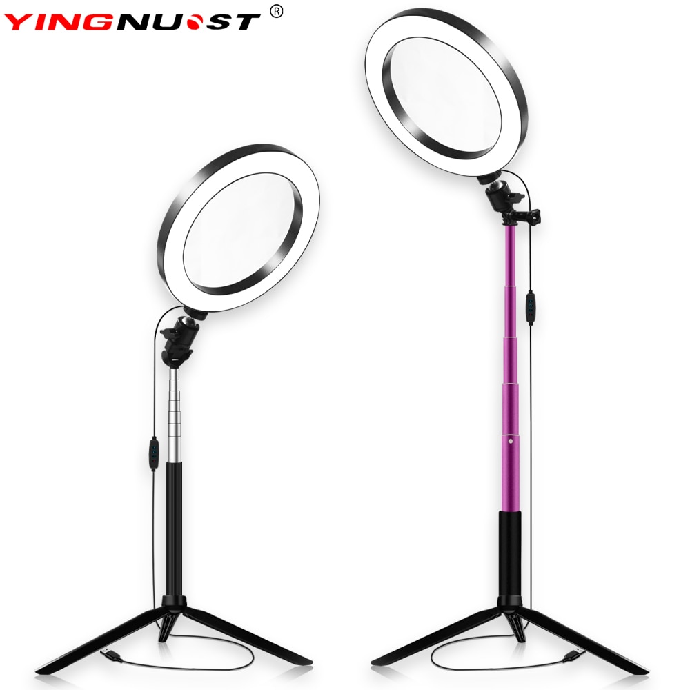 Dimmable LED Studio Camera Ring Light Photo Phone Video Light Annular Lamp With Tripods Selfie Stick Ring Fill Light For Canon