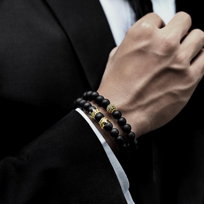 2pc/set Charm Men Bracelet Sets Handmade Classic Strand Stone Beaded Bracelet For Men Jewelry Pulsera Hombre: 8