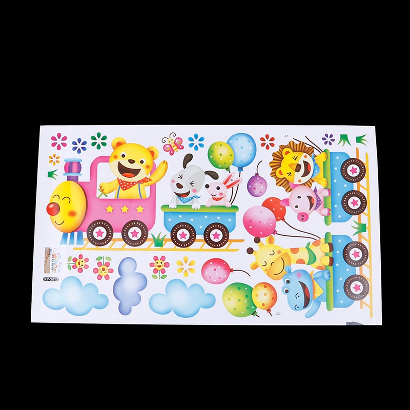 Muursticker kindertrein, muursticker, poster, muurschildering babyhuis, doe-het-zelf voor kinderkamer, interieur, kinderkamer