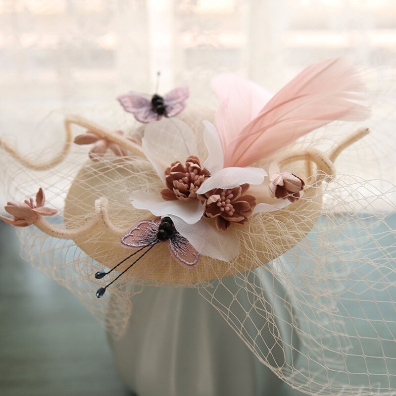 Vrouwen bruiloft hoeden haaraccessoires fascinator hoed herfst winter holle sluier wollen vilt dames fedora's cocktail formele kleding hoeden